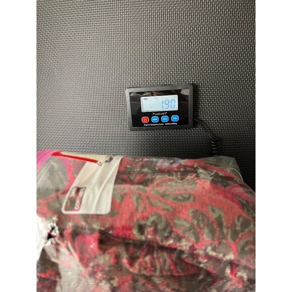 Chicos Blazer Womans 8/10 Red Floral Rayon Brocade Long Jacket Jacquard Coat - Picture 10 of 10